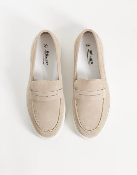 Belier suede textured loafers in taupe - view 1