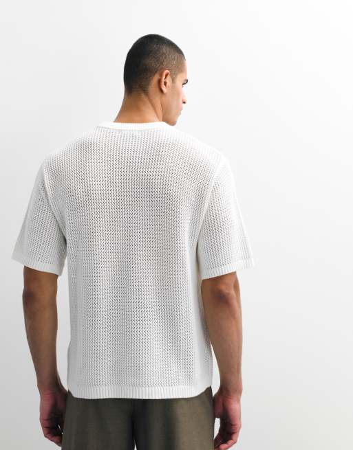 Belier - T-shirt girocollo bianca con toppa con logo all'uncinetto, 4 di 7