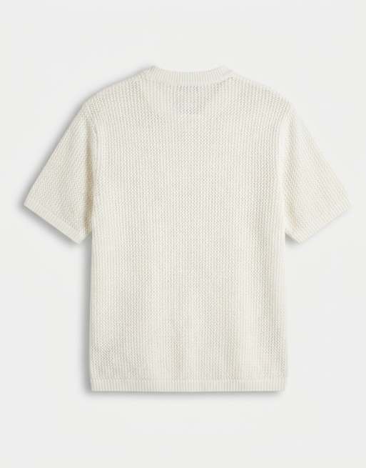 Belier - T-shirt girocollo bianca con toppa con logo all'uncinetto, 7 di 7