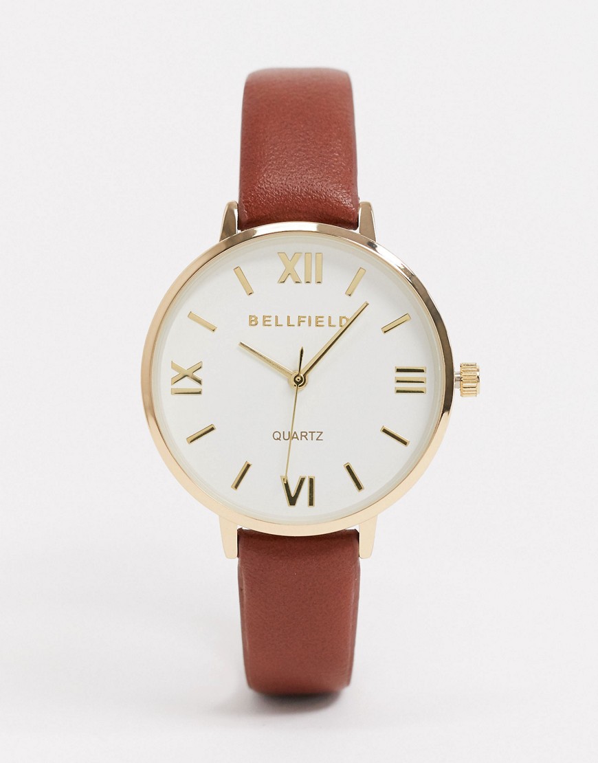 Bellfield Brown Watch With White Dial