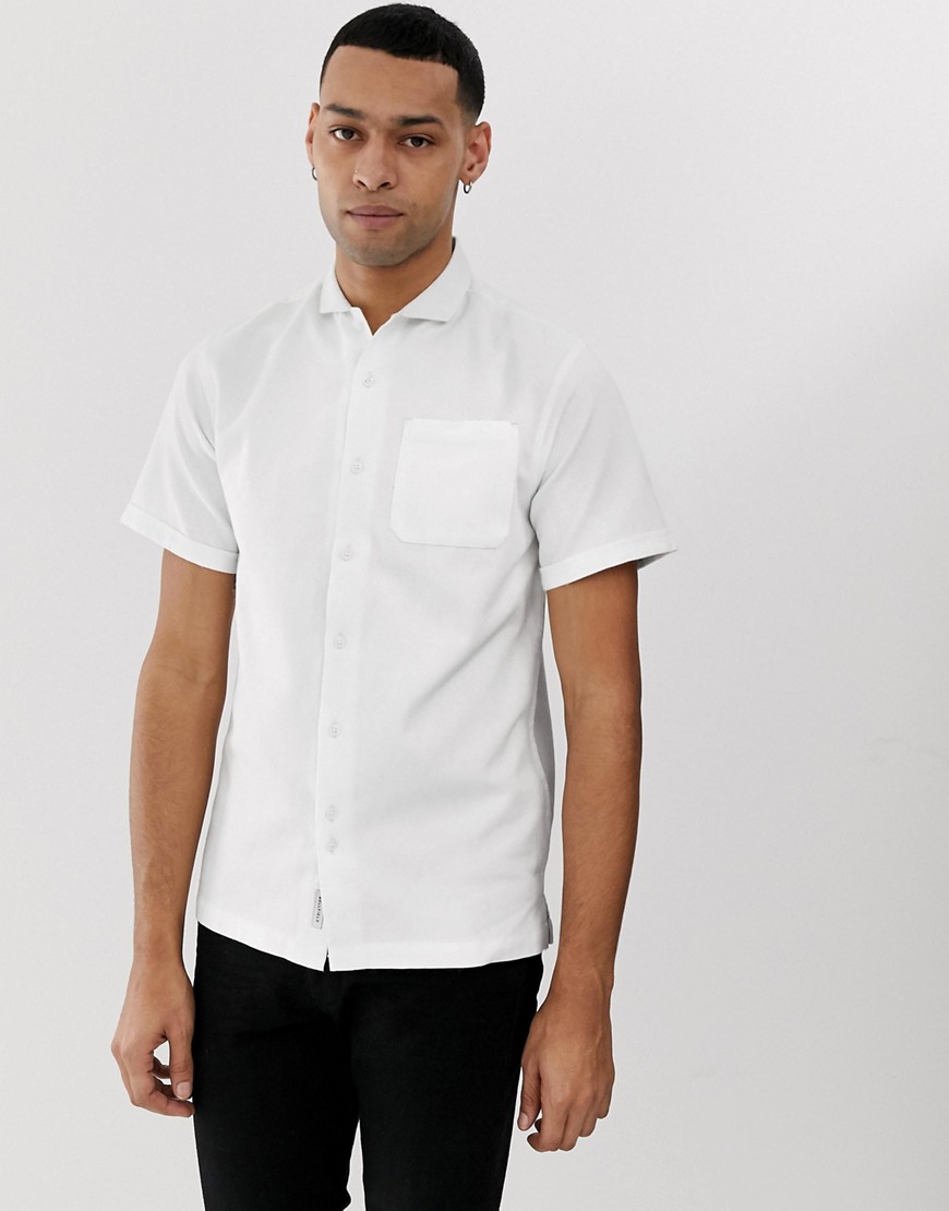 Bellfield - Camicia in cotone con colletto alla francese bianca-Bianco