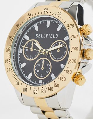 Bellfield chunky bracelet watch in gold and silver