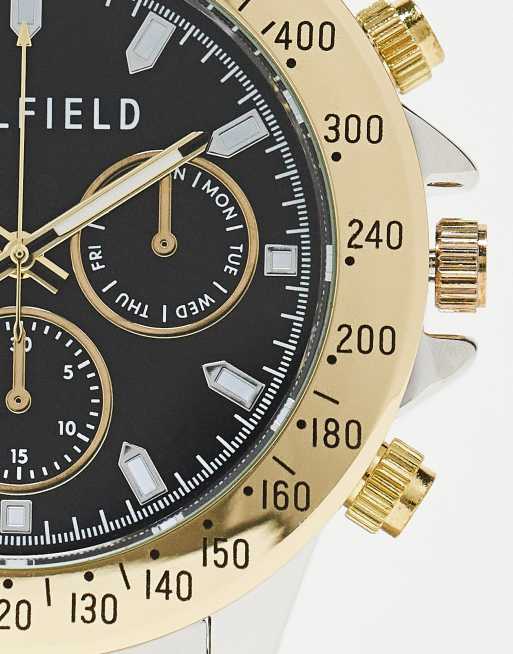 Bellfield chunky bracelet watch in gold and silver
