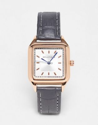 Bellfield croc effect strap watch with square dial in black - Click1Get2 On Sale