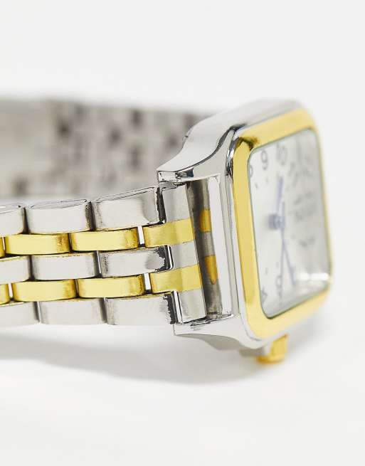 Bellfield – Eckige Armbanduhr in Gold und Silber ASOS