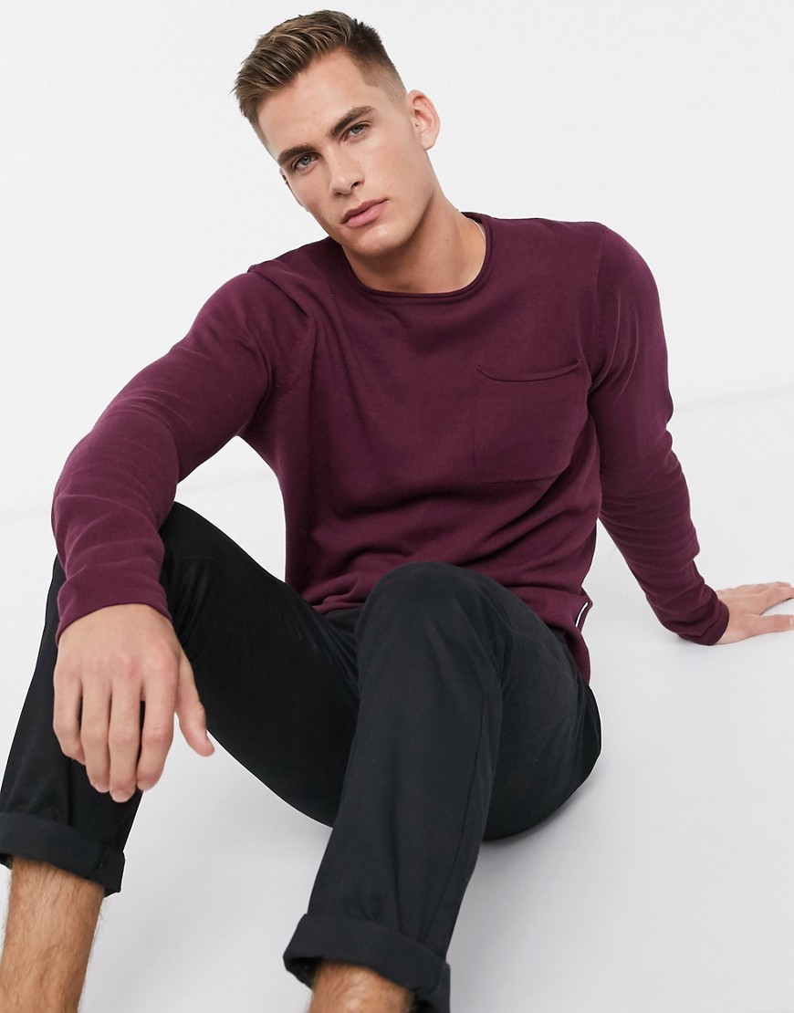 Bellfield Fine Knitted Sweater In Purple