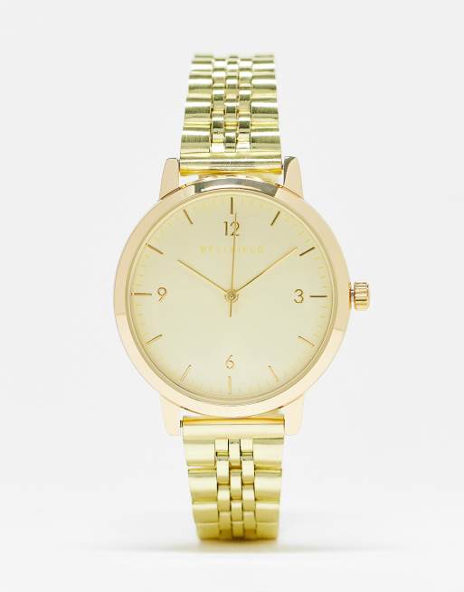 Bellfield – Goldfarbene Armbanduhr mit klobigem Gliederarmband