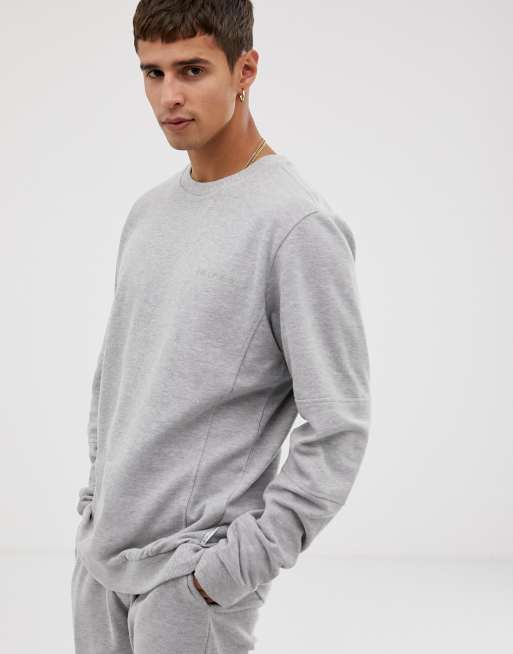 Bellfield – Grå sweatshirt i bomull med paneler, 2 av 3