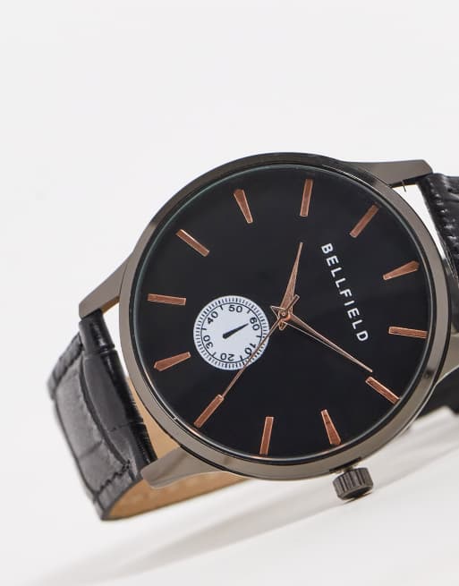 Bellfield - Heren - Horloge met leren bandje in zwart, 2 van 4