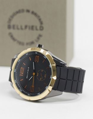 Bellfield - Herenhorloge met gouden rand-Zwart