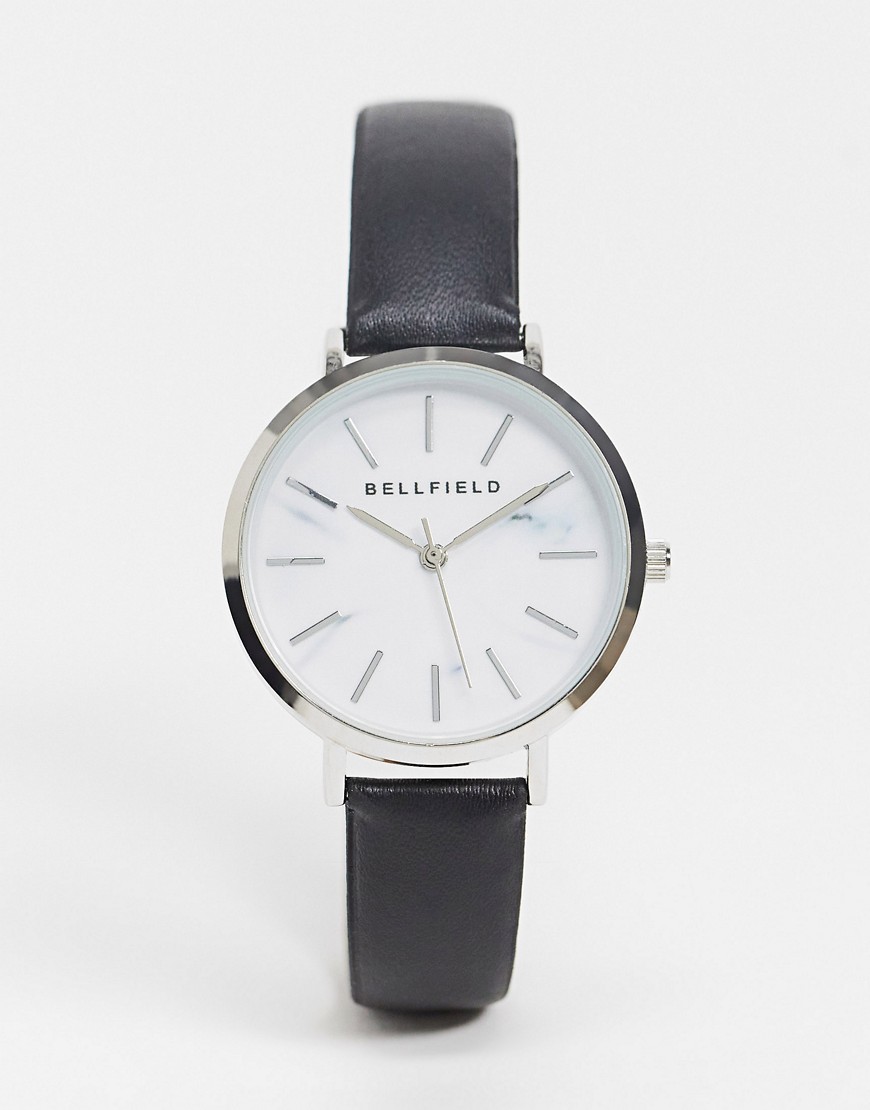 Bellfield - Horloge met bandje van PU en zilveren detail-Zwart