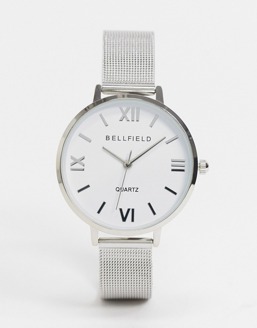 Bellfield - Horloge met mesh armband in zilverkleur
