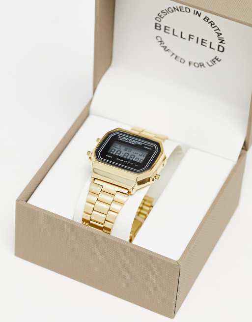 Bellfield – LCD – Zegarek w kolorze złota w stylu retro, 3 z 4