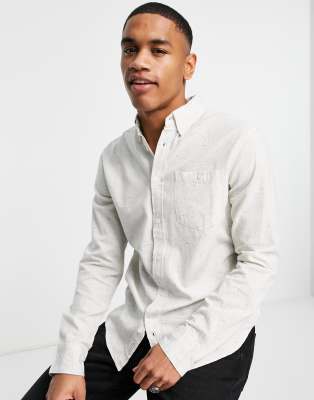 BELLFIELD LONG SLEEVE NEP SHIRT IN LIGHT GRAY