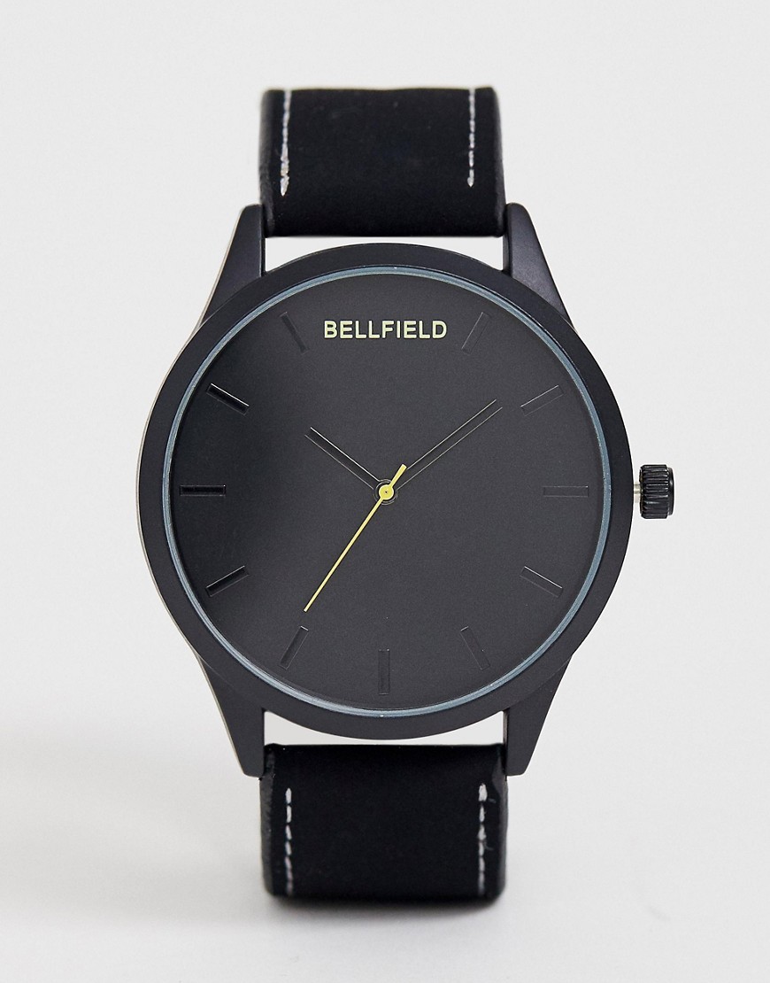 Bellfield Mens Black Dial Watch With Black Strap