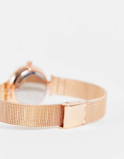 Rose gold outlet mesh bracelet watch