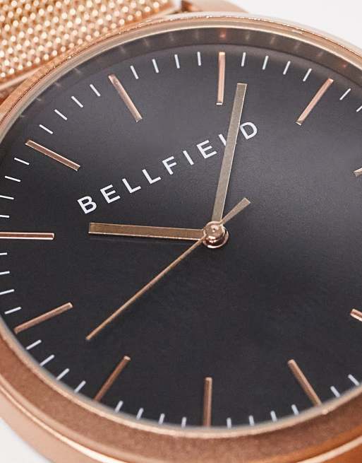 • Rose Gold Mesh Watch •  • Bellfield classic mesh bracelet watch in silver and rose  main image 3
