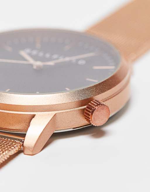 • Rose Gold Mesh Watch •  • Ladies Personalized Watch,rose Gold Mesh Strap Watch, White  main image 3
