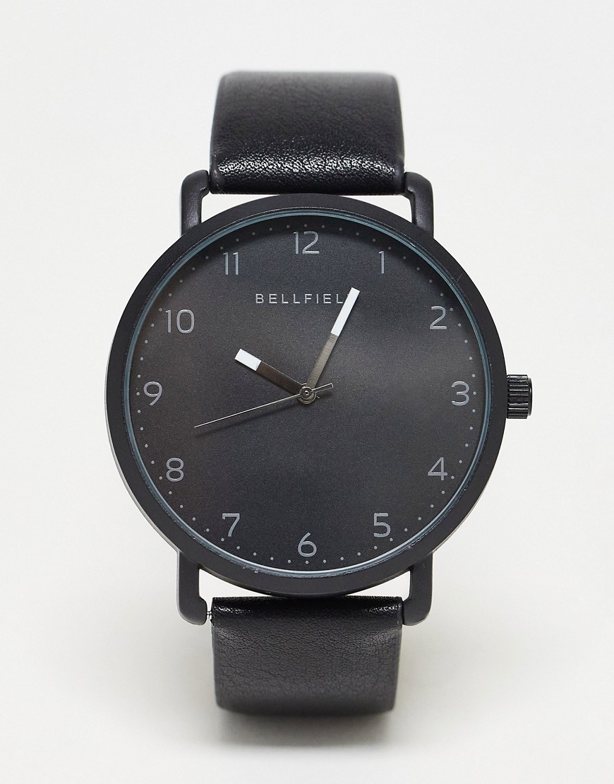 Bellfield minimal tonal watch in black-Silver