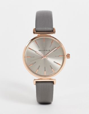 Bellfield minimal watch in grey and rose gold