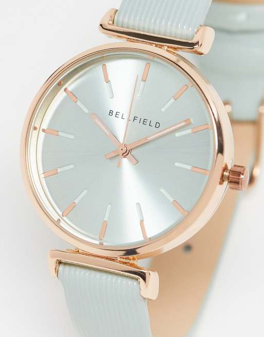 Bellfield - Montre minimaliste - Vert menthe et or rose
