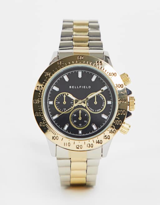 Bellfield - Orologio con bracciale in due tonalità con quadrante nero