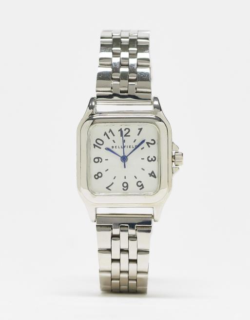Bellfield - Orologio sottile color argento con quadrante squadrato