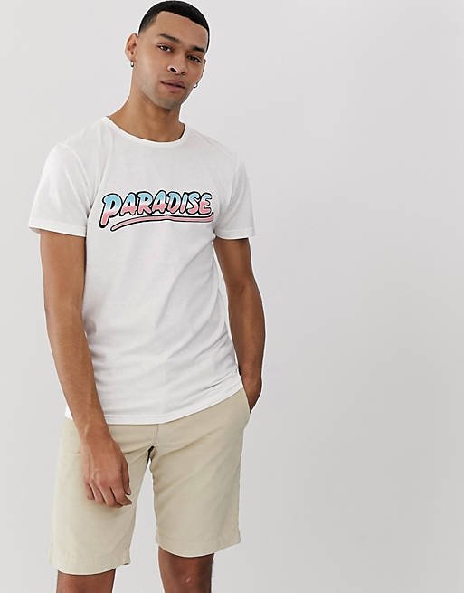 Bellfield paradise gradient print t-shirt in white | ASOS