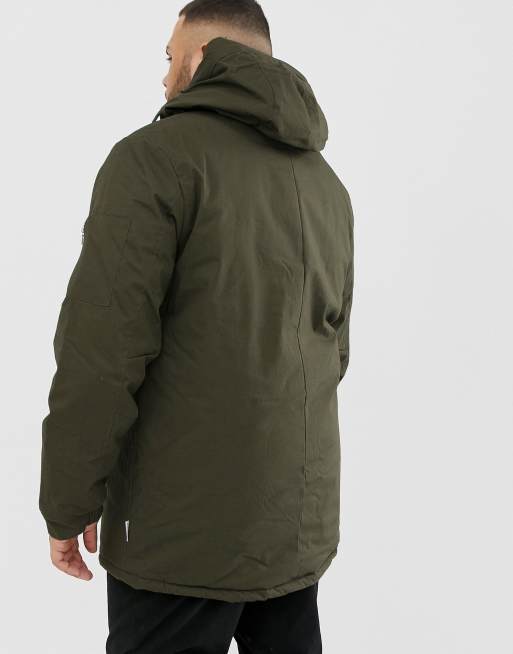 Bellfield borg lined parka 2025 with hood in khaki