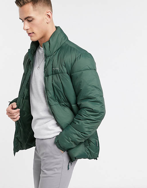 Bellfield puffer jacket in green | ASOS