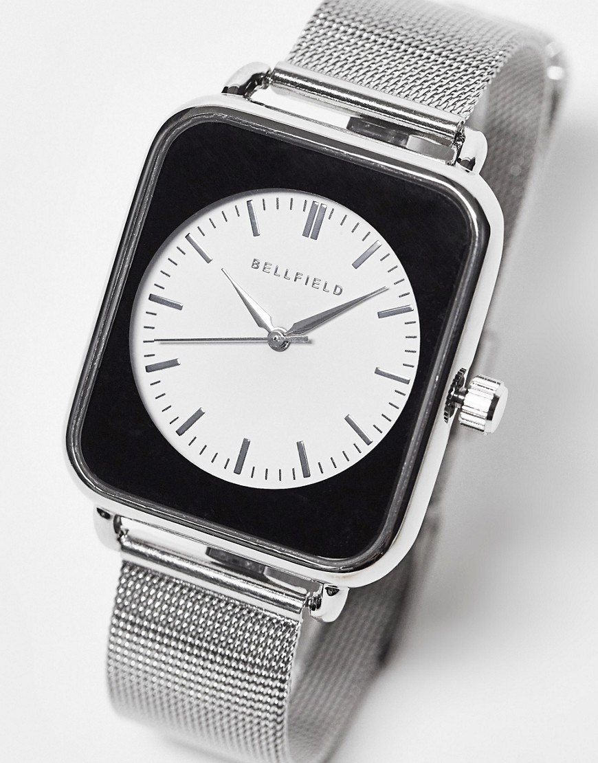 bellfield retro dial watch in silver