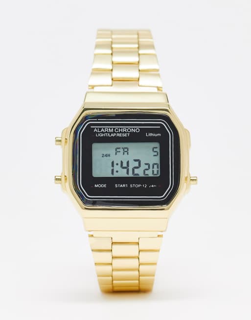 Bellfield retro LCD watch in gold