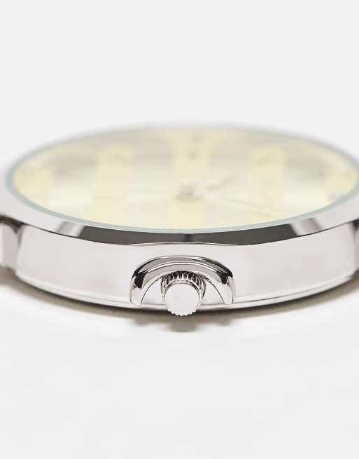 Bellfield slim link bracelet strap watch with oversized dial in gold and silver, 4 of 4