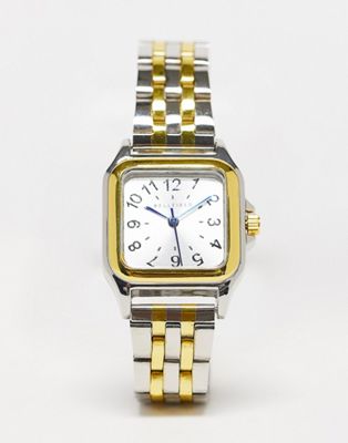 Bellfield square bracelet watch in gold and silver