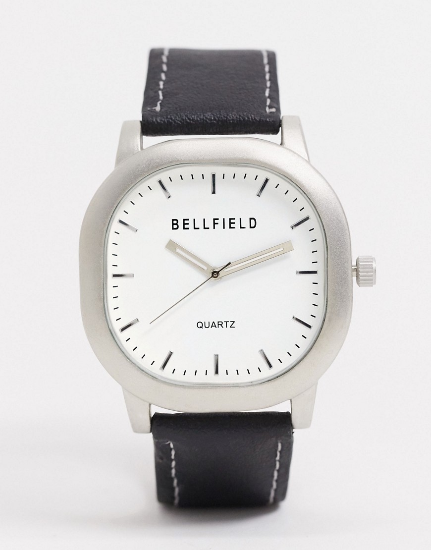 Bellfield Square Watch With White Dial-black