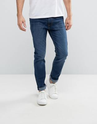bellfield stonewash tapered fit jeans-blue