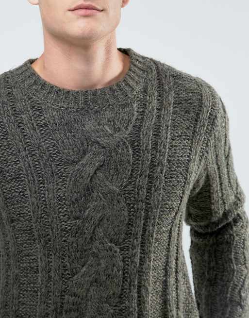 Bellfield Sweater In Cable Knit In Gray