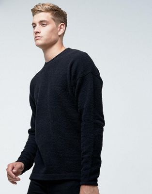 Bellfield Sweater With High Neck And Curved Hem In Texture | ASOS