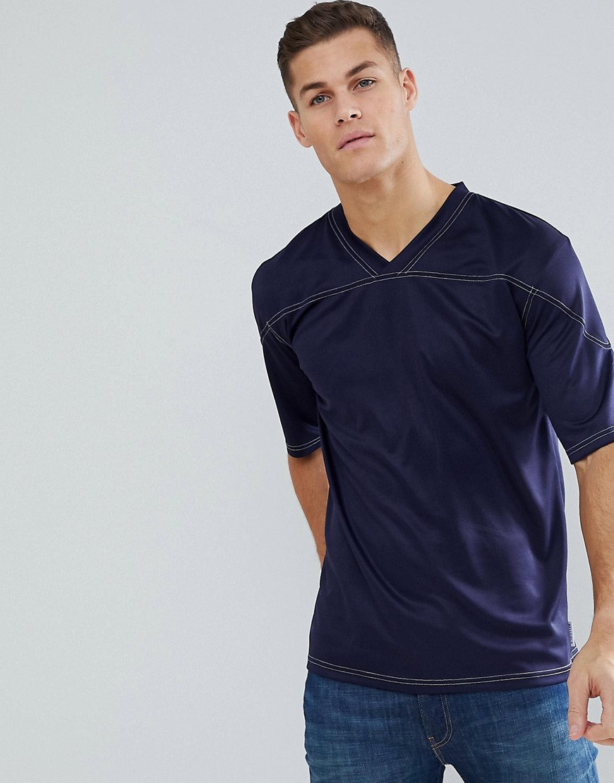 Bellfield – T-shirt med fyrkantig passform-Marinblå