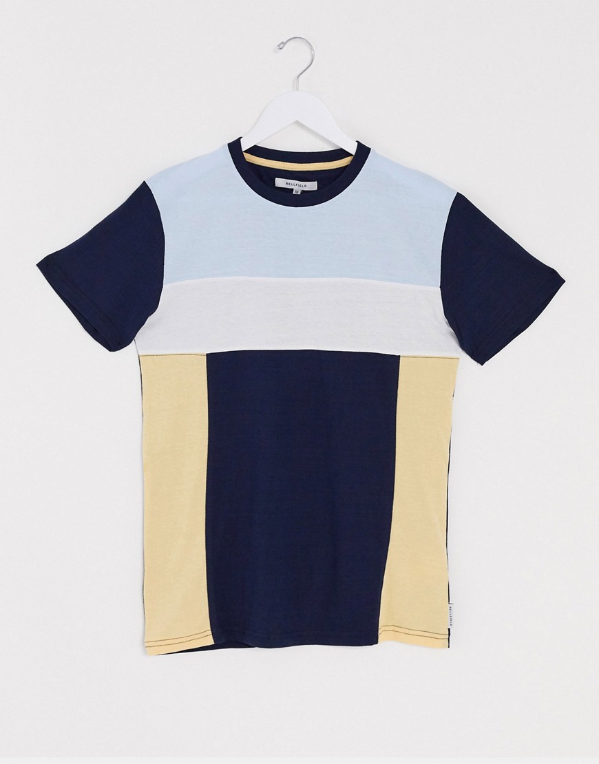 Bellfield - T-shirt met kleurvlakken-Marineblauw