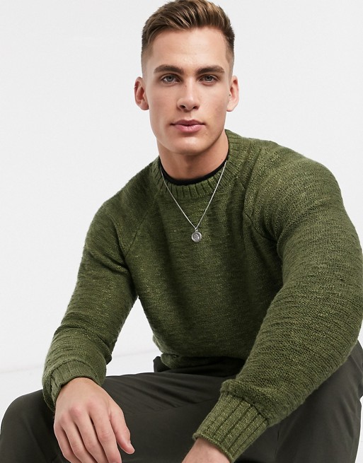 Bellfield textured knitted jumper in green
