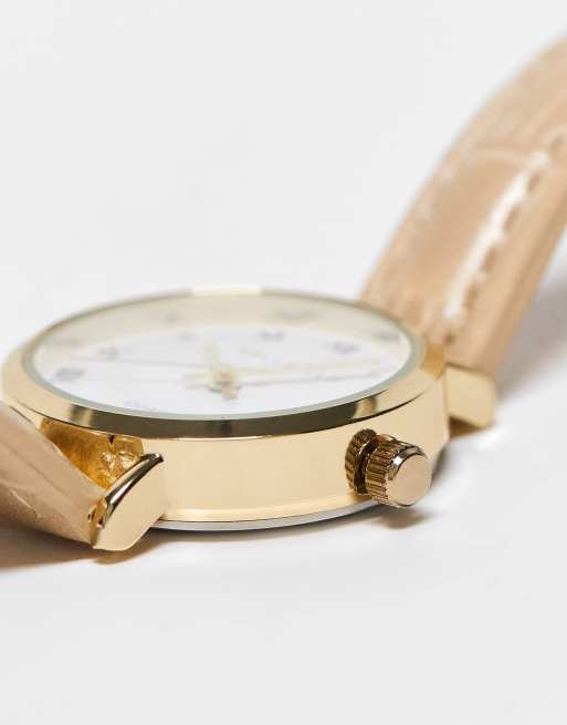 Bellfield – Uhr mit Armband aus Kunstleder in Creme | ASOS 