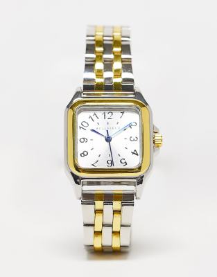 Bellfield - Vierkant armbandhorloge in goud en zilver