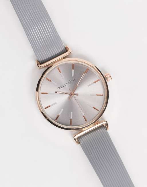 Bellfield watch in blue with rose gold tone ASOS