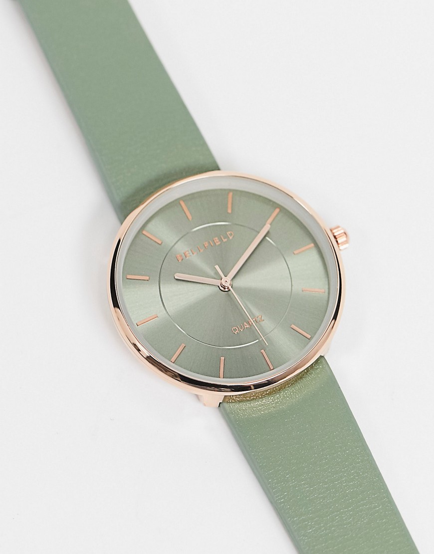Bellfield Watch In Gray With Rose Gold Tone-green