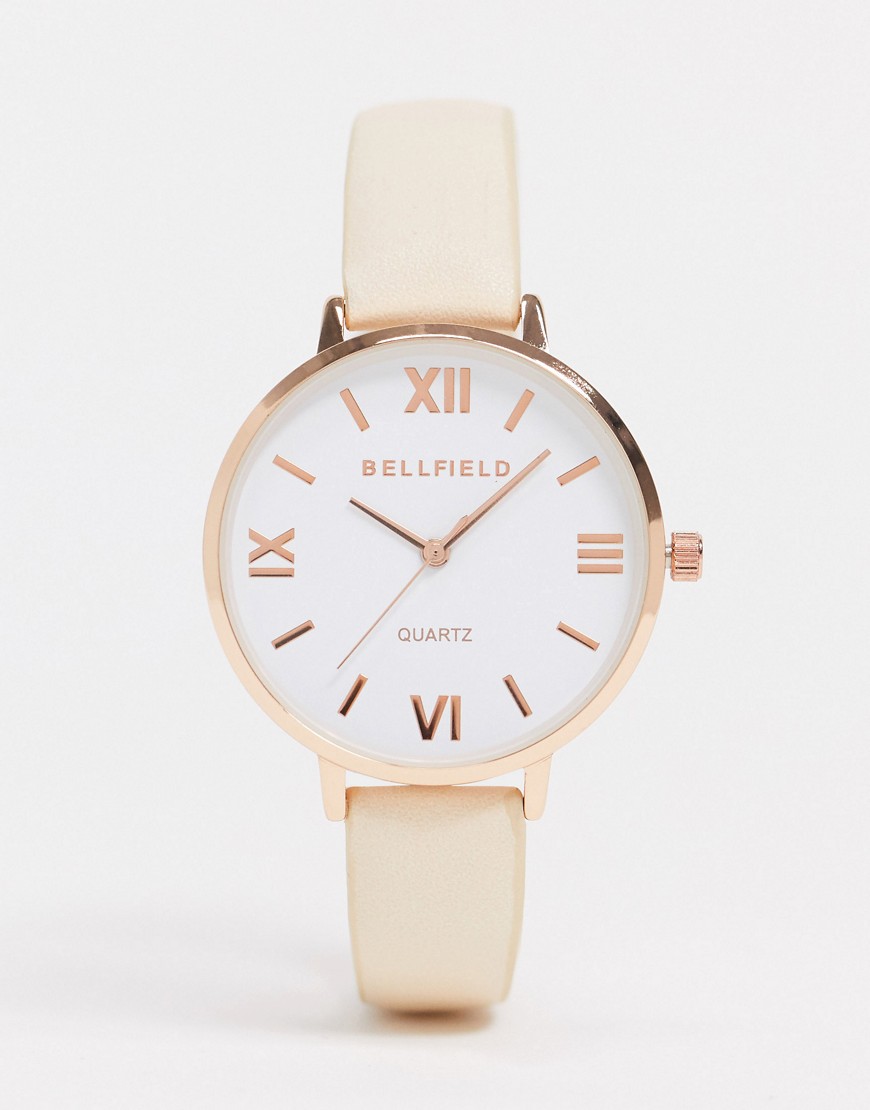 Bellfield WATCH WITH NUDE STRAP AND ROSE GOLD DIAL-PINK