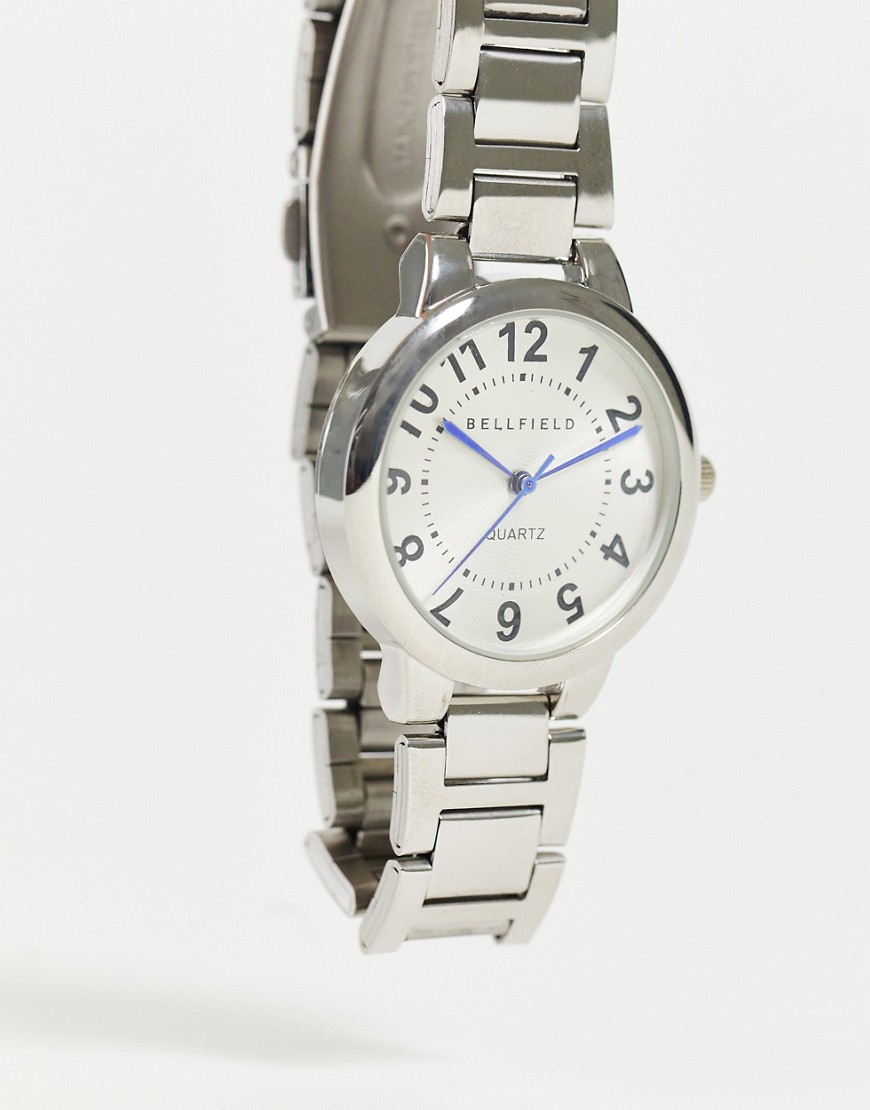 Bellfield womens silver watch with white dial