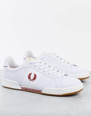 фото Бело-красные кожаные кроссовки fred perry b722-белый