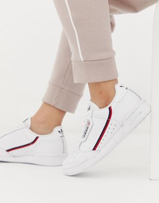 фото Бело-красные кроссовки adidas originals continental 80-белый