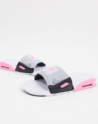 Бело-розовые шлепанцы Nike Air Max 90 